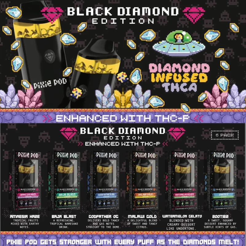 Pixie Pod Black Diamond Edition 4ml Live Diamond Blend 5 Pack